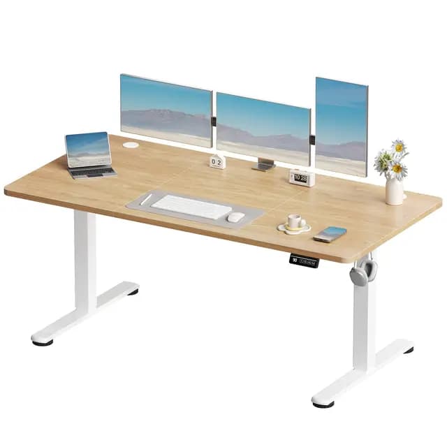 Devoko 160x60 cm Escritorio Regulable en Altura, Escritorio Elevable Eléctrico Telescópico Bidireccional, Escritorio de Oficinay Hogar, para Estudio en Casa con Tablero Ensamblado, Beige
