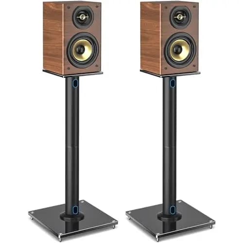 Rfiver 68cm Surround Universal Soporte de Altavoz de Pie, Satélite y Soporte para Altavoces de Estantería con Gestión de Cable, 10kg Surround Soporte para Altavoz 1 Par, Negro