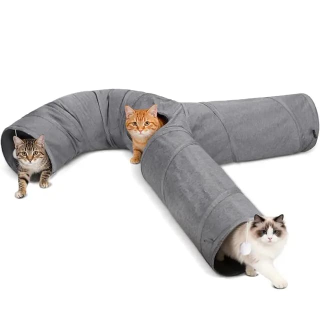 Nobleza Túnel para Gatos – Túnel de Juego Plegable de Tela Oxford Resistente, con Caña de Pescar y Agujeros de Espía para Diversión Interactiva en Interiores, 3 Vías