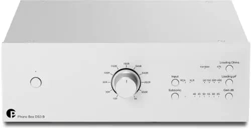 Pro-Ject Phono Box DS3 B - Previo de Phono MM y MC. Salidas Audio RCA y XLR. Entradas Audio 2RCA, Mini XLR y XLR (balanc). Posibilidad conectar Dos Tocadiscos a la Vez. Filtro Subsónico. Color Plata.