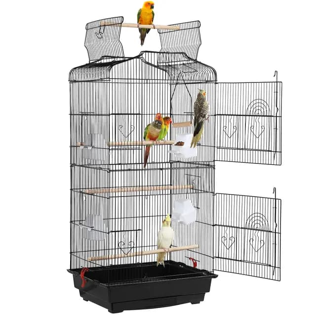 Yaheetech Jaula para Pájaros Jaula Metálica para Mascota Aves Loros Canarios 46 x 36 x 92 cm