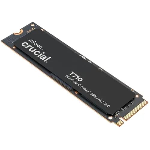 Crucial T710 SSD 2TB PCIe 5.0 x4 Gen5 NVMe M.2, Velocidades de Lectura hasta 14500 MB/s, Escritura 13800 MB/s, Ordenador Portátil y de Sobremesa, TLC NAND - CT2000T710SSD8-01