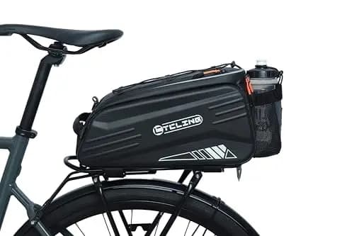 Bolsas para bicicleta HOMPER para portaequipajes trasero, bolsa de sillín de 9L impermeable y reflectante con correa para hombro para bicicleta MTB E-Bike, negra