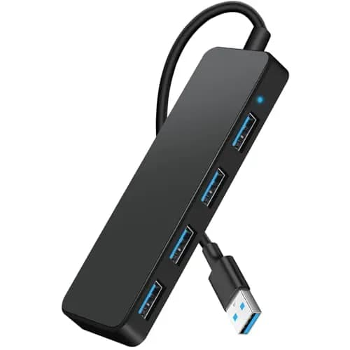 Hub USB 3.0, 4 Puertos Adaptador Ladron USB, 5Gbps Multipuerto USB para MacBook Pro/Air, iMac, Surface Pro, XPS, PC, Ratón, Impresora, Teclado, DELL, HDD y Más