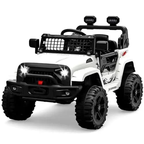 Coche Eléctrico para Niños, Coche de Batería 12V con Mando a Distancia de 2,4 G y Faros LED, Claxon, Bluetooth, música, 3-6 km/h, Coche Eléctrico para Niños de 3+ Años