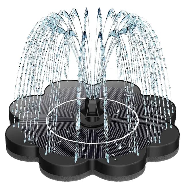 SZMP Fuente Solar Jardin Exterior 3.5W, 2025 Nuevo Vidrio Panel Bomba de Agua Solar, 8 Boquillas & 4 Fijadores para Estanque de Jardín Fuente, Baño para Pájaros, Piscina, Circulación de Agua (Negro)