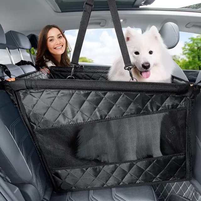 pecute Asiento de Coche para Perros Extra Estable, Asiento Reforzado para Perros medianos y Grandes, Resistente al Agua, Antideslizante, Resistente a los arañazos, con 4 Correas de fijación, Color