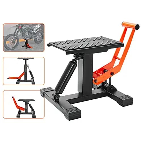 VEVOR Gato para Moto Carga de 200 kg Altura de Elevación 25,5-46 cm Elevador Hidráulico con Sillines Antideslizantes Mesa Elevadora para Moto Elevación Rápida para Mantenimiento ATV Taller Garaje
