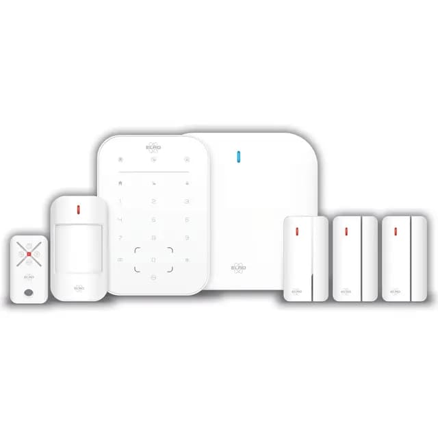 ELRO AS98S Home2 - Sistema de Alarma inalámbrico Inteligente - WiFi - Función gsm - Probado como Mejor - con estación Base, Panel de Control, Detector de Movimiento, 3 contactos de Puerta/Ventana y