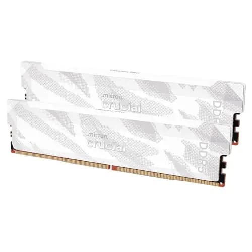 Crucial Pro RAM DDR5 32GB (2x16GB) 6400MHz CL32, Overclocking Gaming, Memoria de Ordenador de Sobremesa, Intel XMP 3.0 / AMD Expo, Blanco - CP2K16G64C32U5W
