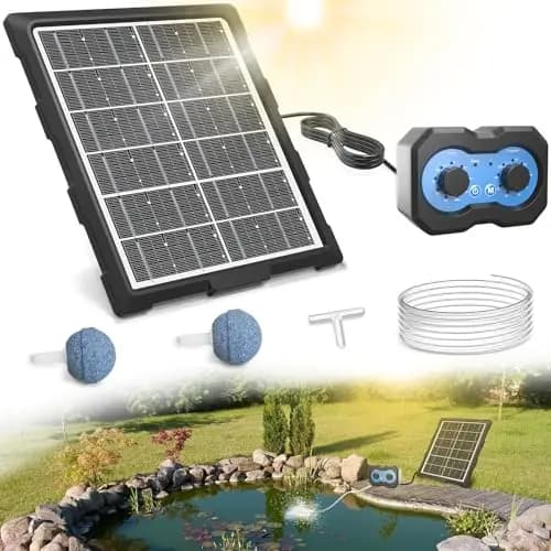 Bomba de aire oxigenadora solar para estanque, botón de rotación simple mejorado, aireador solar para estanques al aire libre con función de temporización, para jardín, pecera, piscina, estanque de