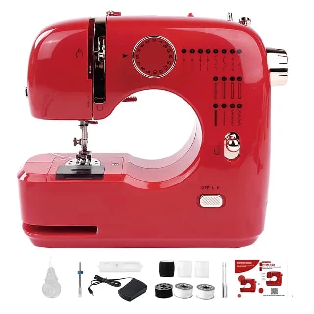Mini máquina de coser eléctrica, 16 puntadas, máquina de coser doméstica multifuncional con doble aguja, kit de costura portátil para principiantes, manualidades y acolchar