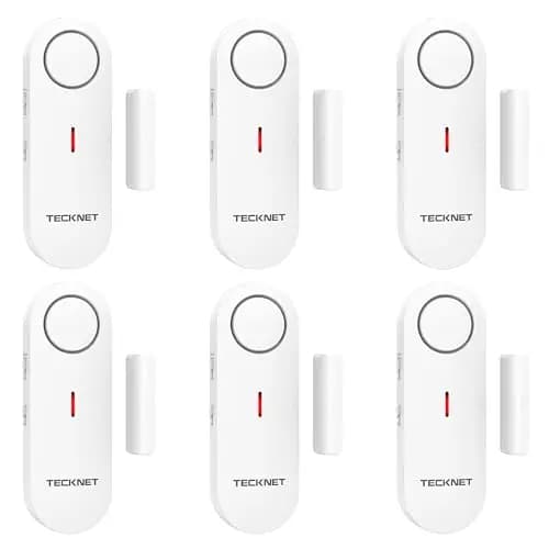 TECKNET Alarmas de Puertas y Ventanas, Sensor Puerta Alarmas para Casa, Alarma y Timbre 2 en 1, Control de Volumen de 3 Niveles, Alarma Puerta con Sirena para Hogar, Tienda, Oficina, Garaje (6 PCS)