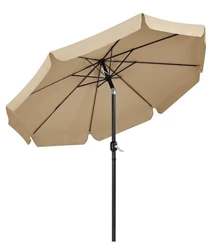 Yaheetech Sombrilla de Jardín Playa 267,5x240 cm con 8 Costillas Función de Inclinación y Manivela