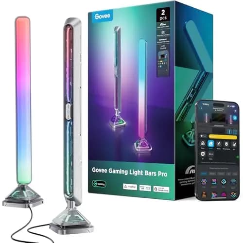 Govee Gaming Barras de Luz Pro, Tiras de luces LED inteligentes para juegos de 16 pulgadas mejoradas con iluminación RGBIC de tres lados, más de 60+ de escena, compatible con Alexa y Google Home