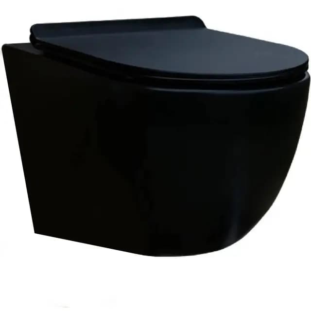 Inodoro suspendido - Cerámica - Sin bridas - Negro mate - Soft-close - Tapa extra fina - Diseño elegante y moderno