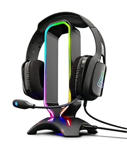 The G-Lab K-Stand Radon Soporte Gaming para Cascos – Retroiluminación RGB, USB HUB 2 x 2.0, Base Anti-Deslizante – Stand Universal para PC PS5 Xbox One Nintendo Switch Soporte Cascos - Nuevo