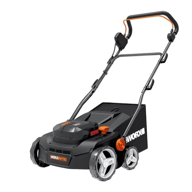 WORX WG855E.9 Escarificador y Aireador de Césped Nitro 40V Brushless Sin Batería, Ancho 36cm, Motor Brushless, 4 Alturas, Bolsa 40L