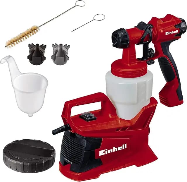 Einhell Sistema de pulverización de Pintura TC-SY 600 S (Semi-estacionario, áreas de Trabajo Medianas y Grandes, para Barnices, esmaltes y Pinturas para Paredes Interiores) Negro, Rojo