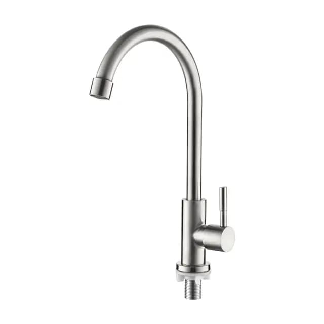 Ibergrif Grifo de Cocina Solo Frío, Monomando con Caño Giratorio 360°, Acero Inoxidable 304, Grifo de Agua Fría para Fregadero, Jardín y Exterior, Anti-Salpicaduras, M18703