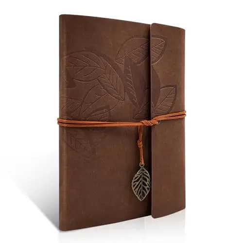 Cuaderno de Pu Piel Marrón A5 de Piel Vintage Rellenable Encuadernado Bonito Diario de Viaje Diario Cuaderno de Anillas Cuaderno de Bocetos (80 Hojas / 160 Páginas)