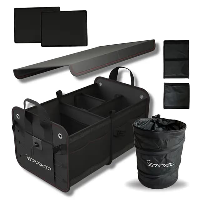 Organizador de Maletero Coches y SUV, Plegable con Tapa, Ajustable, 2 en 1 Set - Caja Maletero - Bolsa Maletero Coche - Organizador Coche Maletero - Caja Plegable