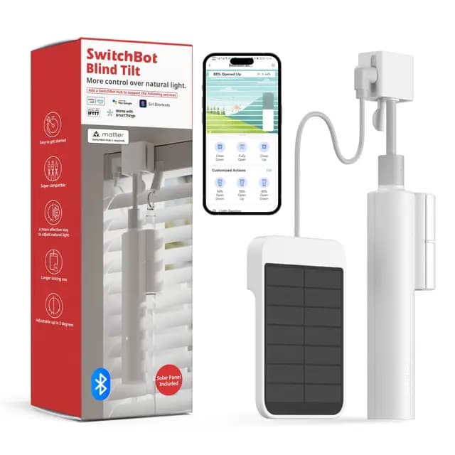 SwitchBot Blind Tilt Persianas Motorizadas - Persianas Eléctricas Inteligentes con Mando a Distancia Bluetooth con Control Fotosensible y Compatible con Alexa & Google Home Hub Añadido