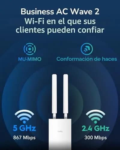 Cudy Punto De Acceso Inalámbrico Gigabit AC1200 para Exteriores, Extensor WiFi, IP65, Gigabit RJ45, Beamforming, MU-MIMO, Adaptador PoE Incluido, AP1300 Outdoor