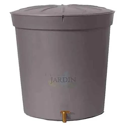 DEPÓSITO DE Agua Gris Granito Polipropileno 300 litros para Agua de Lluvia. Incluye tapadera y Grifo. Diámetro 82 cm, Alto 86 cm