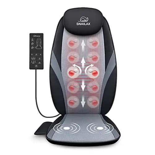 SNAILAX Shiatsu Asiento Masajeador - Masaje de Espalda con Calefacción, Almohadilla para Sillón de Masaje con Calor para Amasar en Casa o Oficina