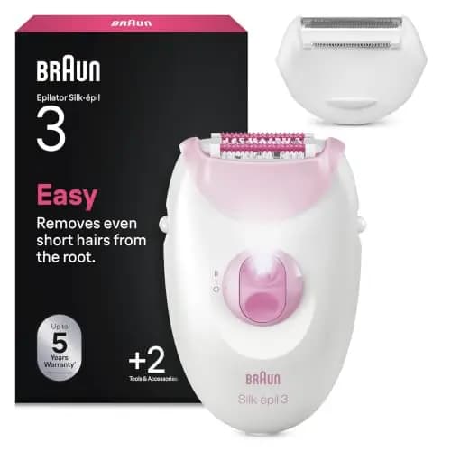 Braun Depiladora Eléctrica Mujer Silk·épil 3 Depiladora Corporal con Cable, Incluye Peine Recortador, Depila Y Rasura, Depilación Suave Duradera, Eliminación Fácil del Vello en Casa, 3-032