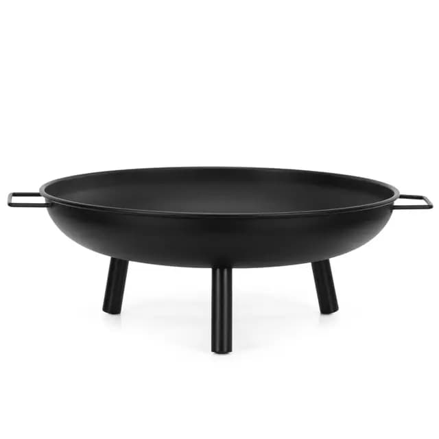 Brasero de jardín de 58 cm, brasero portátil, para exteriores, redondo, de acero, para terraza, camping, hoguera, patio, calefacción de jardín, color negro SPRINGOS