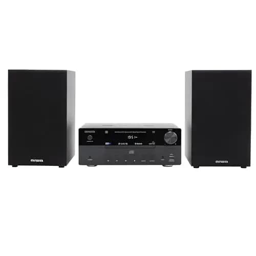 AIWA MSBTU-550 Mini Sistema Hi-Fi Estéreo 50 W RMS con Bluetooth 5.0, CD/MP3, USB (reproducción y Carga), Radio FM-PLL, AUX RCA/3,5 mm, Hyperbass, DSP. Color Negro