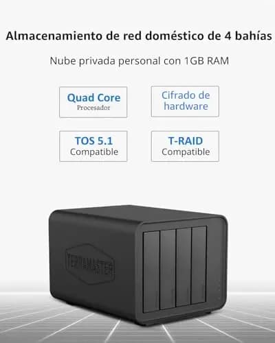 TERRAMASTER F4-212 NAS de 4 bahías - CPU Quad Core, DDR4 RAM, Memoria vinculada a la Red Cloud Personal (Diskless)