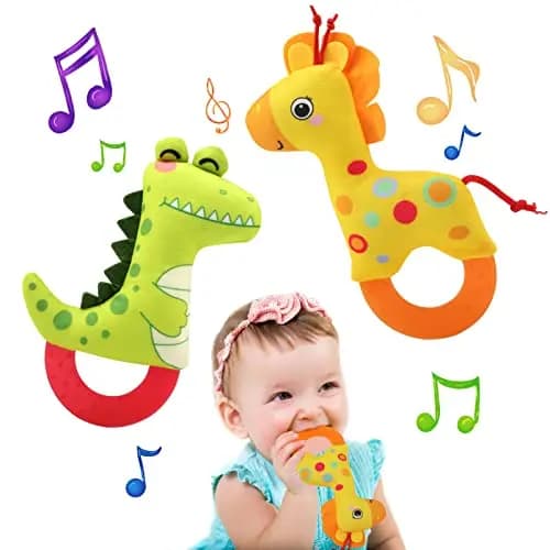 JoyPlus 2 Piezas Sonajero de Juguete Muñeca de Peluche, Sonajero Bebe 0 3 6 12 Meses, Juguete para Bebé Peluches Suaves de Bebe, Regalo para Recién Nacidos