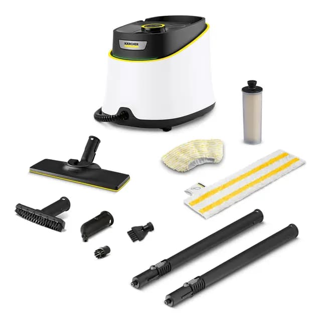 Kärcher Limpiadora de vapor SC 3 Deluxe, presión: 3,5bar, calentamiento: 30s, potencia: 1900W, rendimiento: 75m², depósito: 1l, kit de suelos, funda de microfibra, boquillas y cepillo redondo