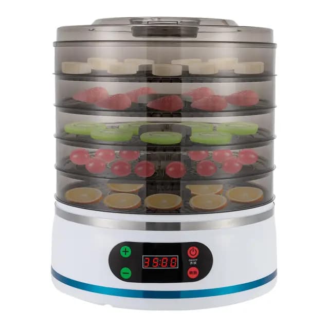 Deshidratador eléctrico de 350 W, 5 pisos, deshidratador de alimentos para frutas, verduras, carne y hierbas, bajo ruido y fácil de limpiar, compacto 28 x 32 cm