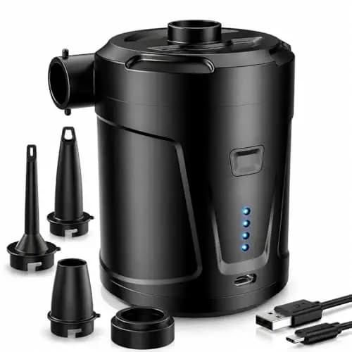 Bomba de Aire Eléctrica, 5200 mAh Batería Recargable, para Piscina Infantil, Mini Bomba de Aire Eléctrica con 3 Boquillas de Aire, Inflador Rápido para Bote Inflable/Colchón de Aire