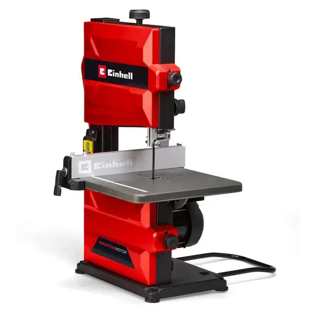 Sierra de cinta Einhell TC-SB 200 + (300 W, cambio de cinta de sierra sin herramientas, tope paralelo, ajuste de altura, guía de cinta de sierra robusta, mesa de inclinación continua)