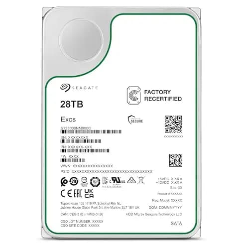 Seagate Exos ST28000NM000C - Disco duro interno (28 TB, SATA 6 Gb/s, 7200RPM, 512 MB de caché (Reacondicionado)