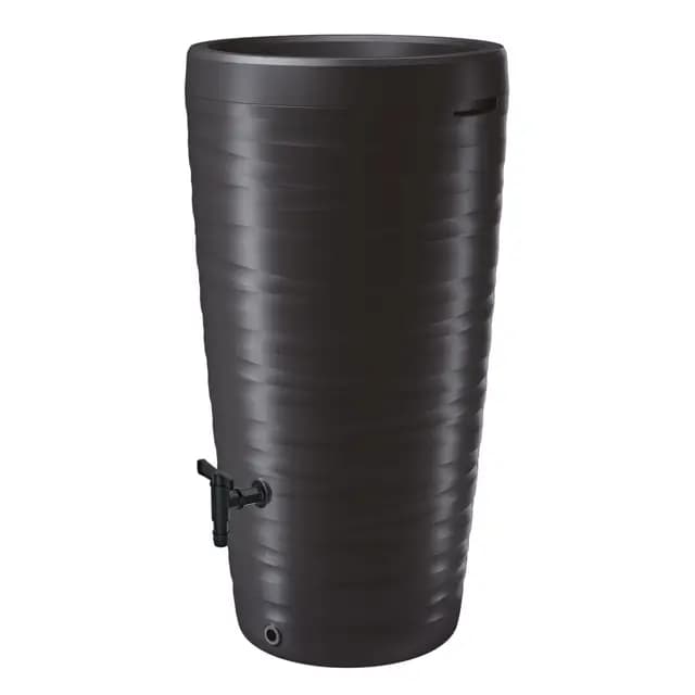 Spetebo Design Depósito de Agua de Lluvia 240 L con Grifo - Antracita - con Bandeja para Plantas como Tapa - Barril de Agua de plástico Flores Plantas macetas Maceta Resistente a Las heladas