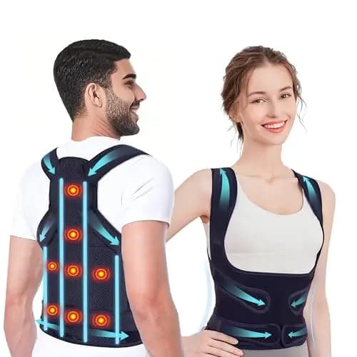 Corrector Postura Espalda, 8 Imanes Back Posture Corrector, Espalda Recta Soporte Ajustable Cuello, Hombros, Espalda, Corrección Escoliosis y Joroba Proporciona Forma Mujer Hombre