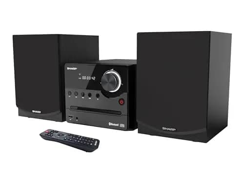 Sharp XL-B512(BK) Microcadena Sound System Estereo con Radio FM, Bluetooth v5.0, CD-MP3, reproducción USB, Altavoces de Madera y 45W Color Negro