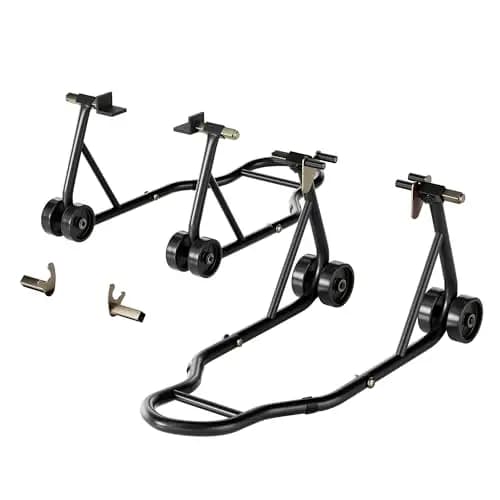 SPECSTAR Caballete Moto Elevador Universal para 400kg de Capacidad Ruedas Delanteras Traseras Combo de Elevación con U+L Carrete de Basculante Ajustable Soportes de Paddock de Trabajo Pesado
