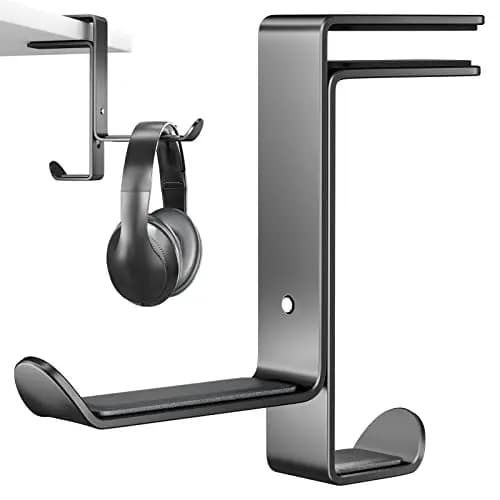 Newaner Soporte Auriculares, Soporte Cascos Multifunción con Organizador de Cables, Soporte para Auriculares Ajustable para Todos Los Auriculares Bluetooth para Juegos, Auriculares para Niños, Negro