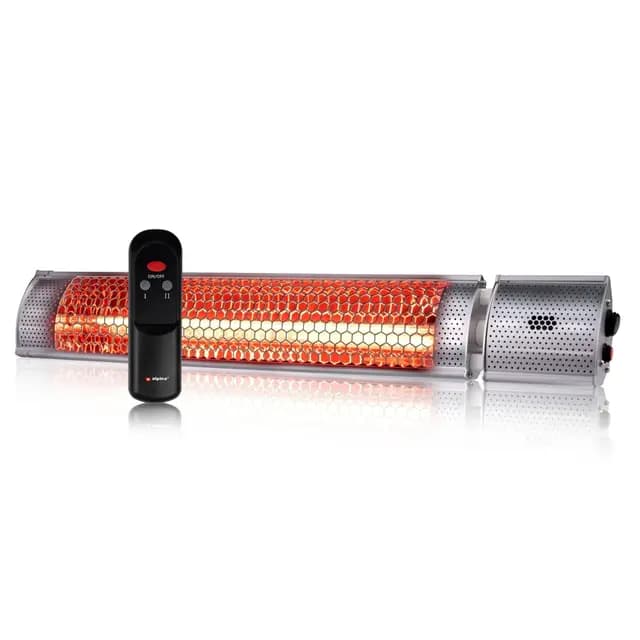 Alpina - Radiador eléctrico para terraza (interior y exterior, infrarrojo, suspendido, con mando a distancia, 2000 W)