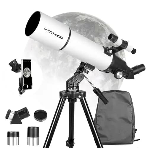 CELTICBIRD Telescopio para Adultos Principiantes en astronomía - Telescopio Refractor portátil astronómico Revestimientos de Alta transmisión Totalmente Multicapa Montaje AZ (80600)