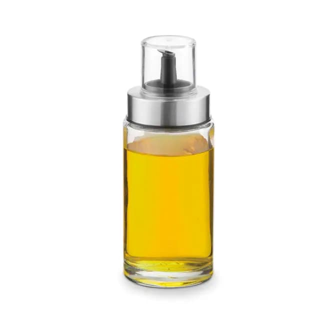 Fackelmann Vinagrera/Aceitera, 170 ml, Cuerpo de Vidrio y Tapa de Polipropileno y Silicona, 19x7 cm, Diseño Compacto y Fácil Almacenamiento, Apta para lavavajillas, 1 ud.