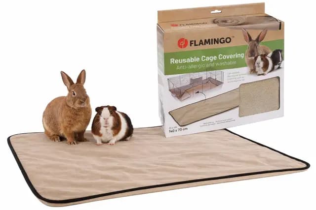 Flamingo Jaula Hamster - Alfombrilla Absorbente Taupe 140x70x0,4 cm - Textil 3 Capas - Secado rápido - Lavable 40°C - sin Polvo - para Conejos y roedores