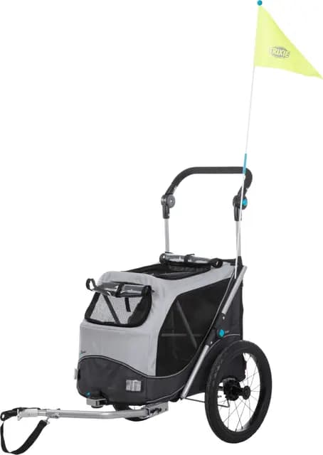 TRIXIE Remolque Bici para Perros – hasta 22 kg – 46 × 50 × 67 cm – Remolque Plegable & Reflectante con Correa de Seguridad, cojín Integrado & protección meteorológica